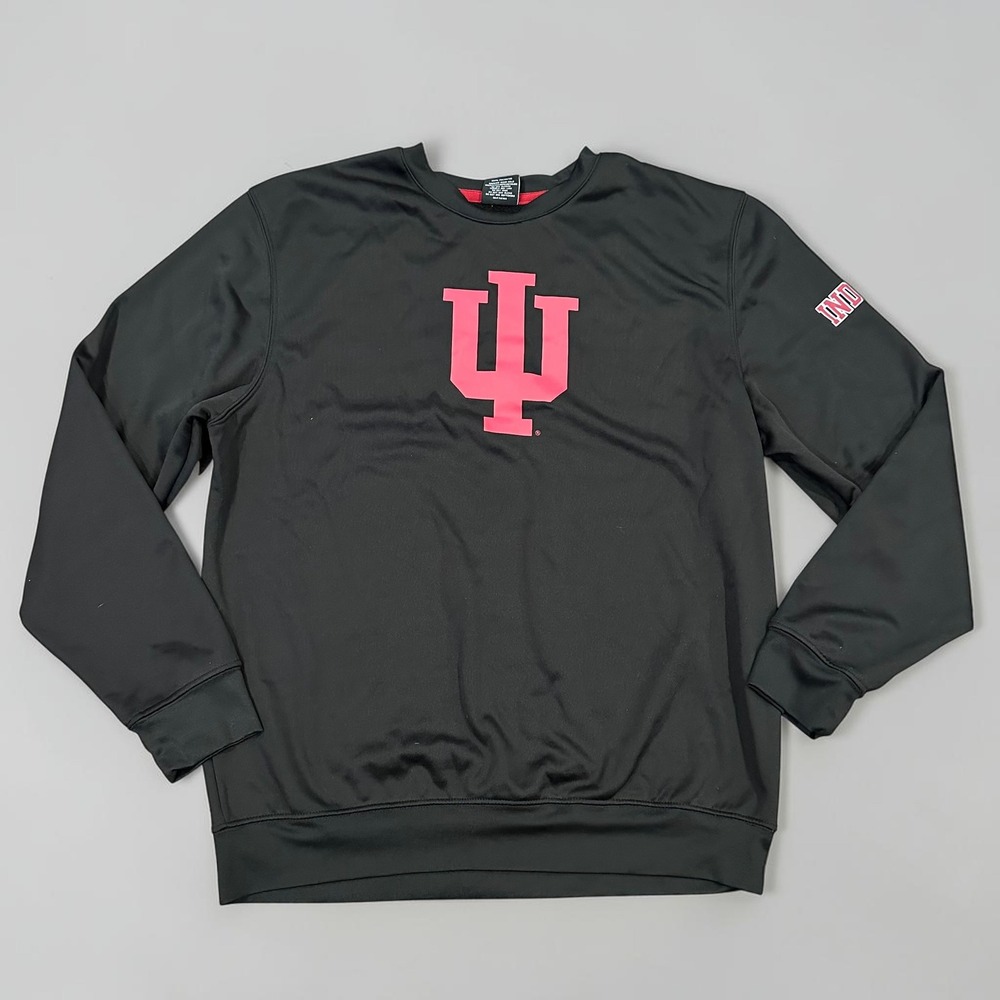 Colosseum Indiana Hoosiers Mens XL Black Performance Crewneck Sweatshirt IU Logo